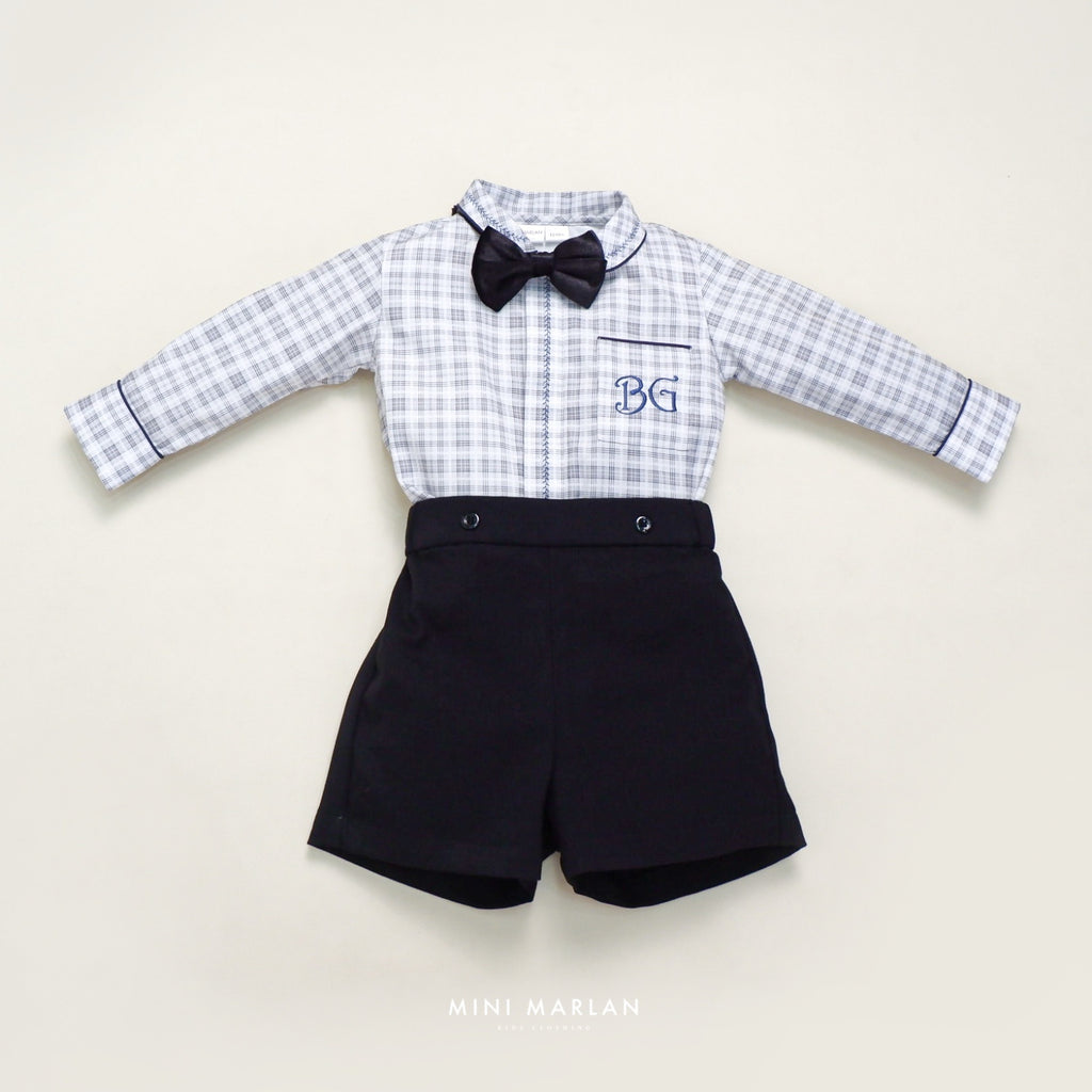 Ivy Overall Boy Shorts – Black Semi-Wool Festive Overall