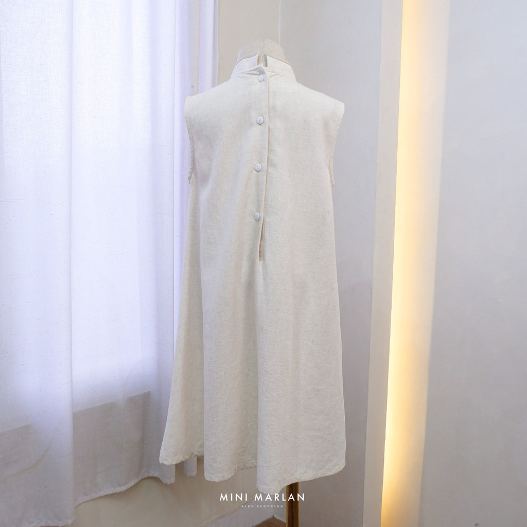 Luna Girl Dress – Nude Linen Dress for Girls