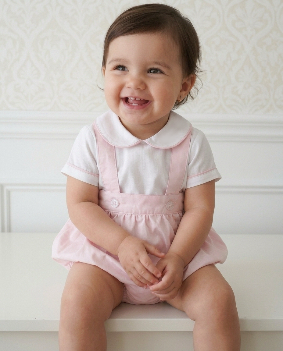 Elio Pink Set – Classic Cotton Shirt and Overall Short