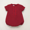 Tulips Qipao Boy Romper – Maroon Red Cotton Blend Baby Romper