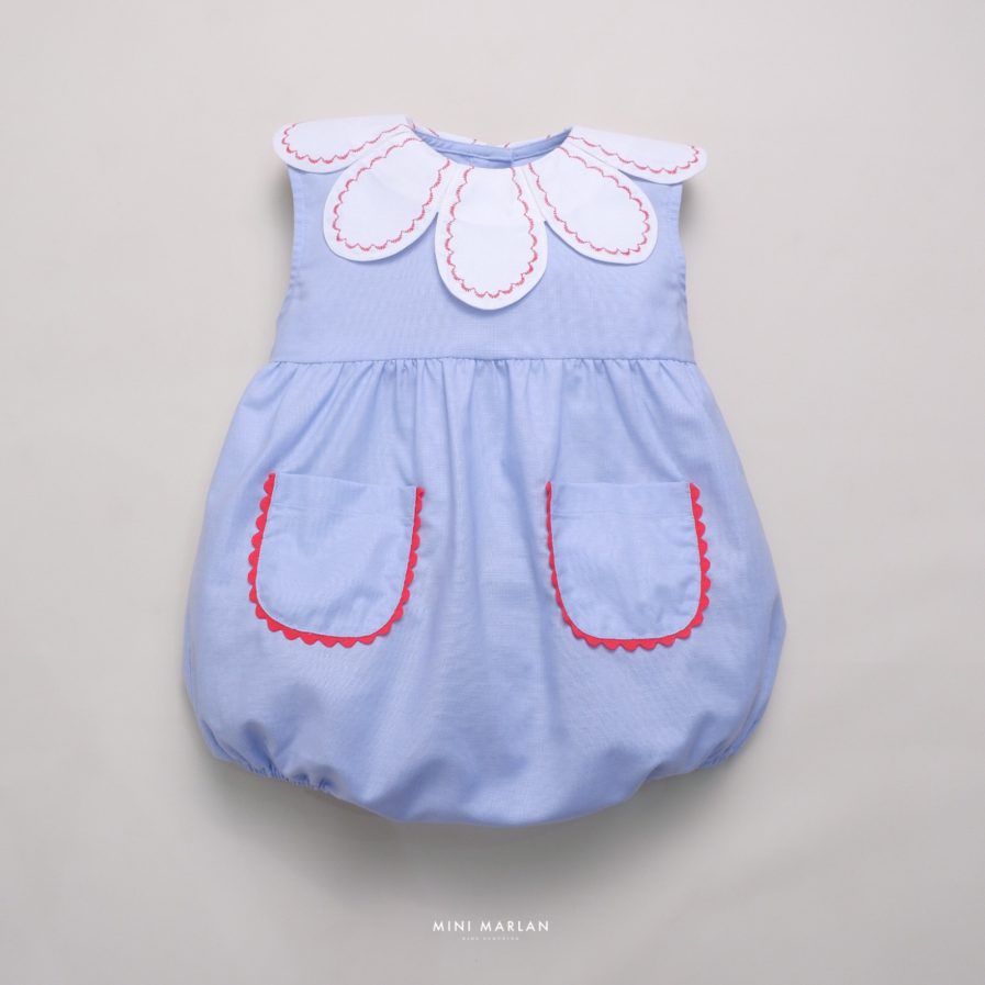 Britton Blue Romper – Scallop-Collar Romper