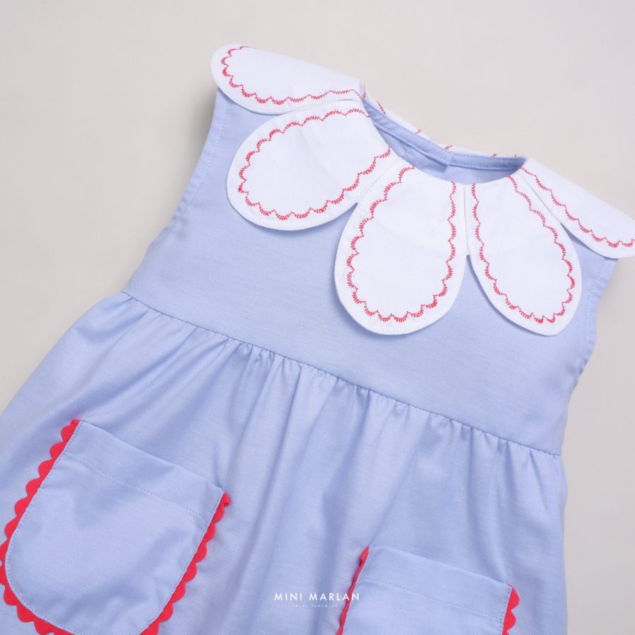 Britton Blue Romper – Scallop-Collar Romper