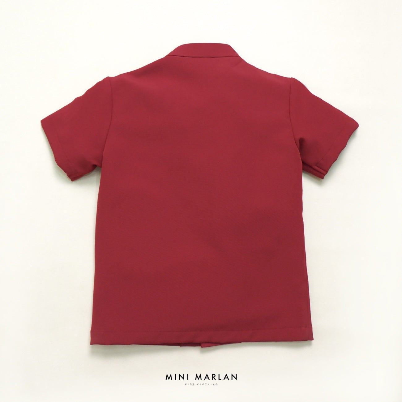 Tulips Boy Cheongsam Top – Maroon Red Cotton Blend Mandarin Collar Top