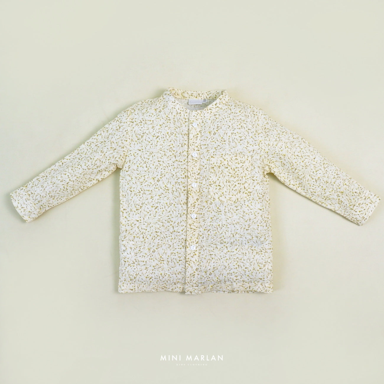 Eden Long Sleeve Boy Shirt – Leaf Motif Linen Slub Shirt
