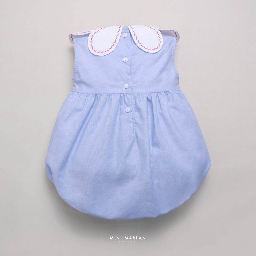 Britton Blue Romper – Scallop-Collar Romper