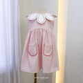 Britton Pink Flower Collar Girl Dress – Semi-Wool Dress