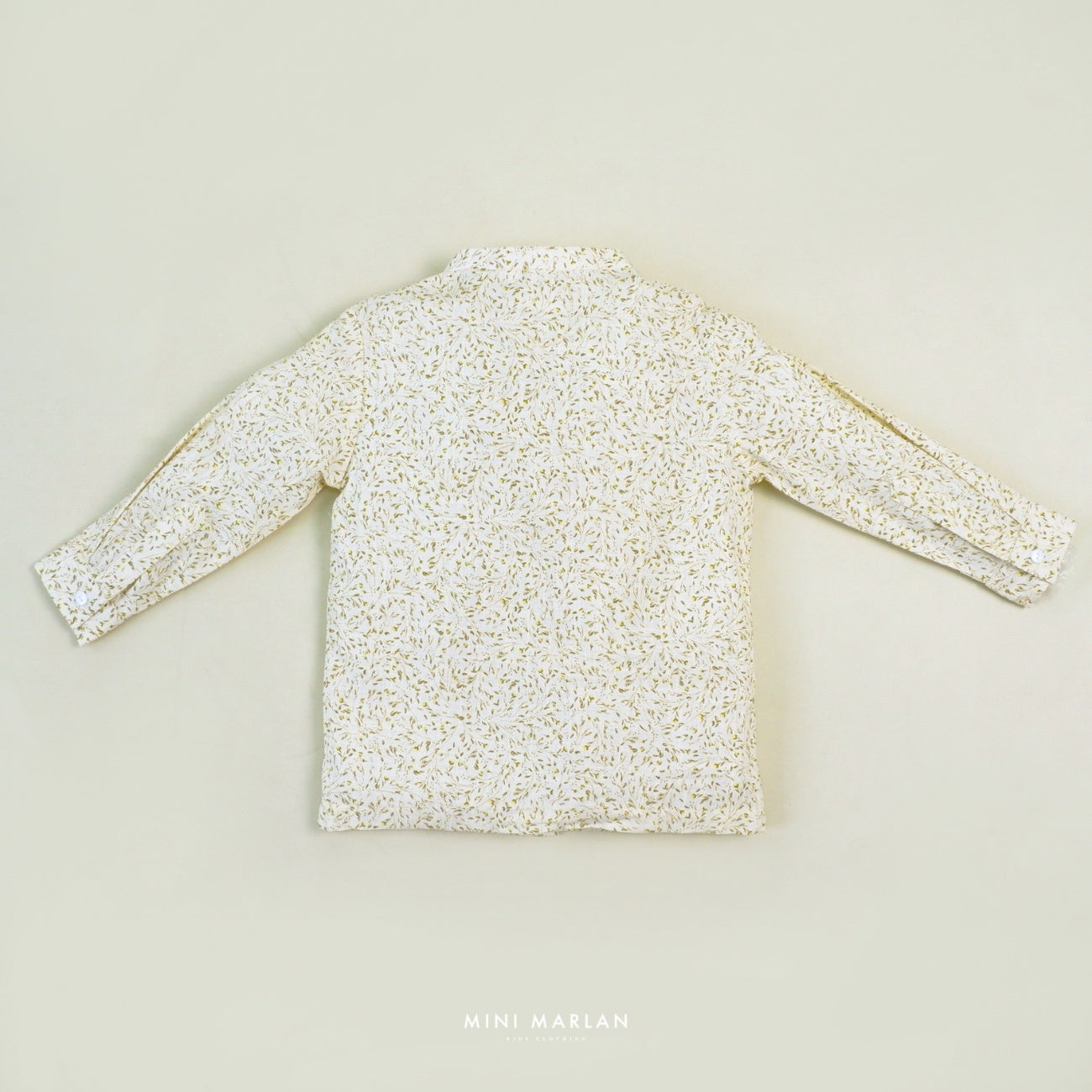 Eden Long Sleeve Boy Shirt – Leaf Motif Linen Slub Shirt