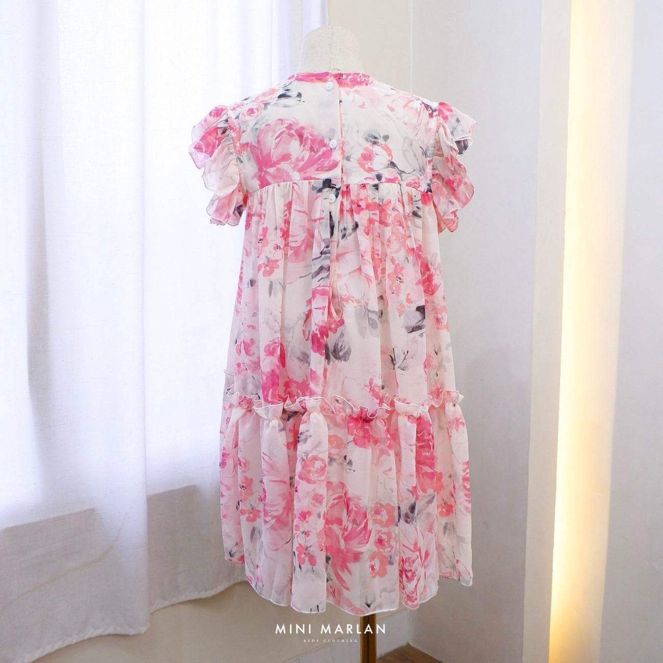 Carnation Girl Dress – Pink Floral Sheer Dress for Girls