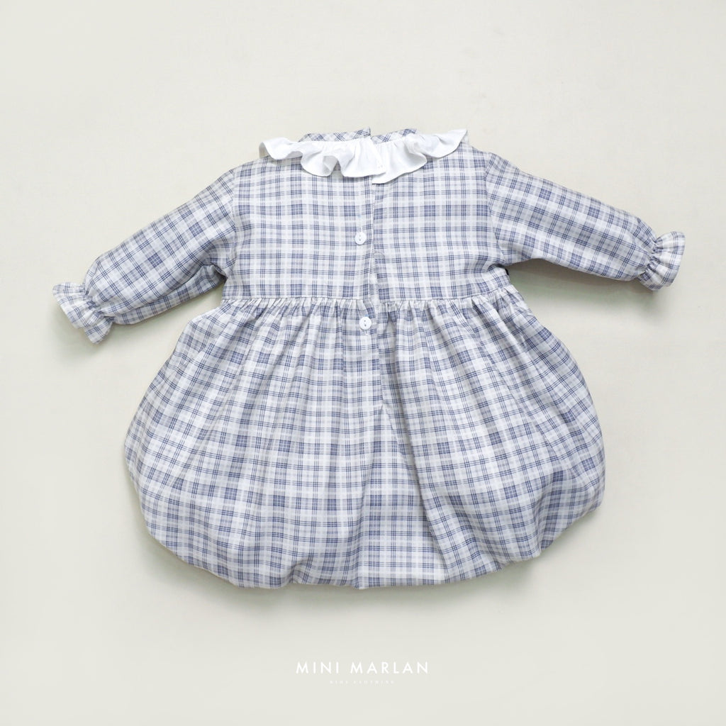 Asher Plaid Grey Baby Girl Romper – Cotton Embroidered Holiday Romper