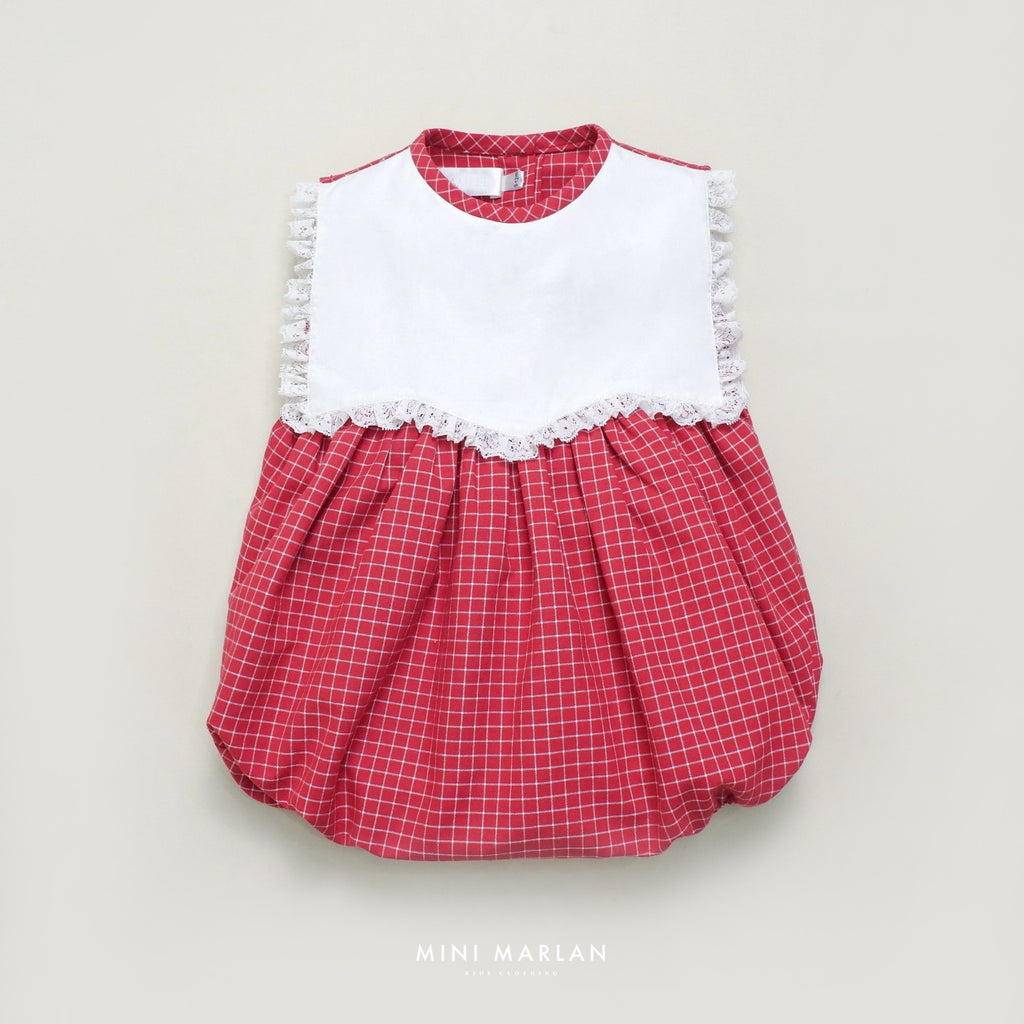 Carol Red Girl Romper – Personalized Cotton Blend Festive Romper