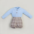 Edgar Baby Boy Blue Brown Set – Long-Sleeve Top and Tartan Bloomers
