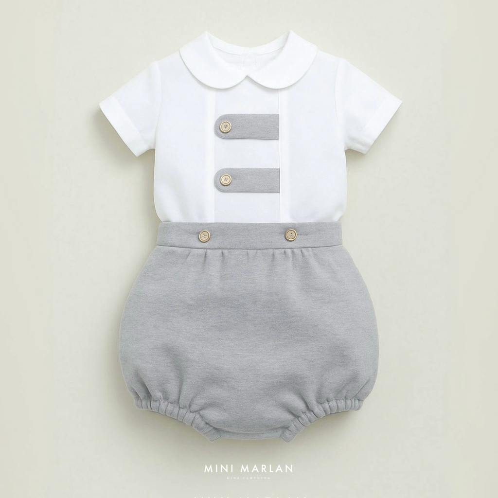 Claus Baby Set – Two-Piece Cotton Rayon Shirt & Knit Shorts Set