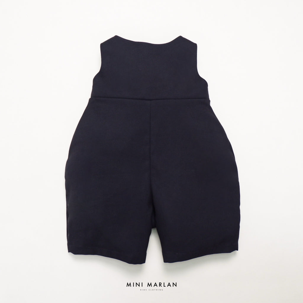 Ivy Black Boy Dungarees – Traditional Velvet-Feel Romper