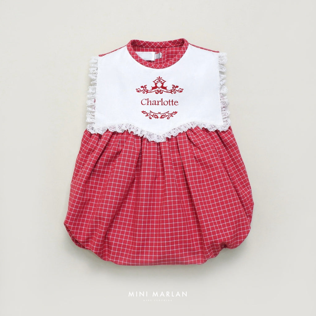 Carol Red Girl Romper – Personalized Cotton Blend Festive Romper