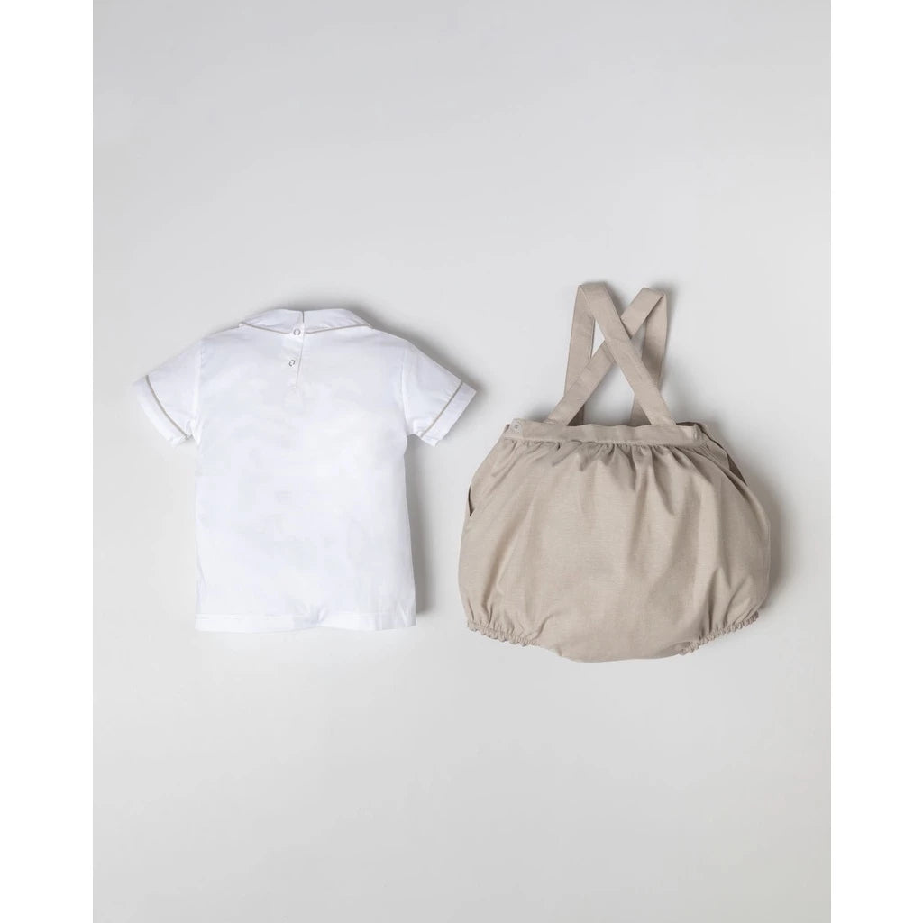 Elio Brown Set – Classic Cotton Shirt and Overall Short