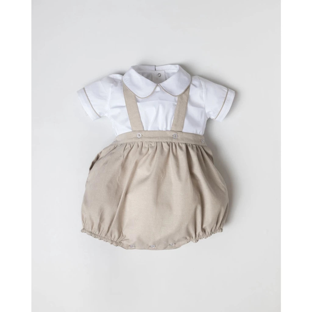 Elio Brown Set – Classic Cotton Shirt and Overall Short
