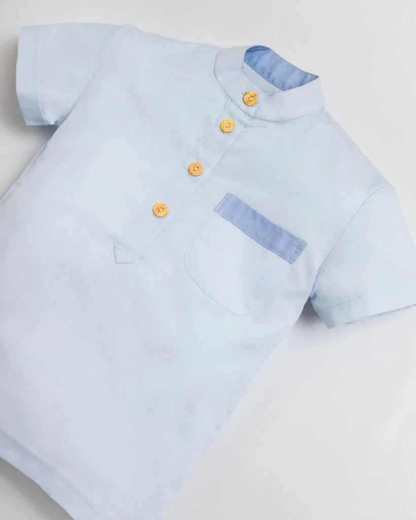 Pepa Blue Shirt – Classic Cotton Shirt with Pastel Accents