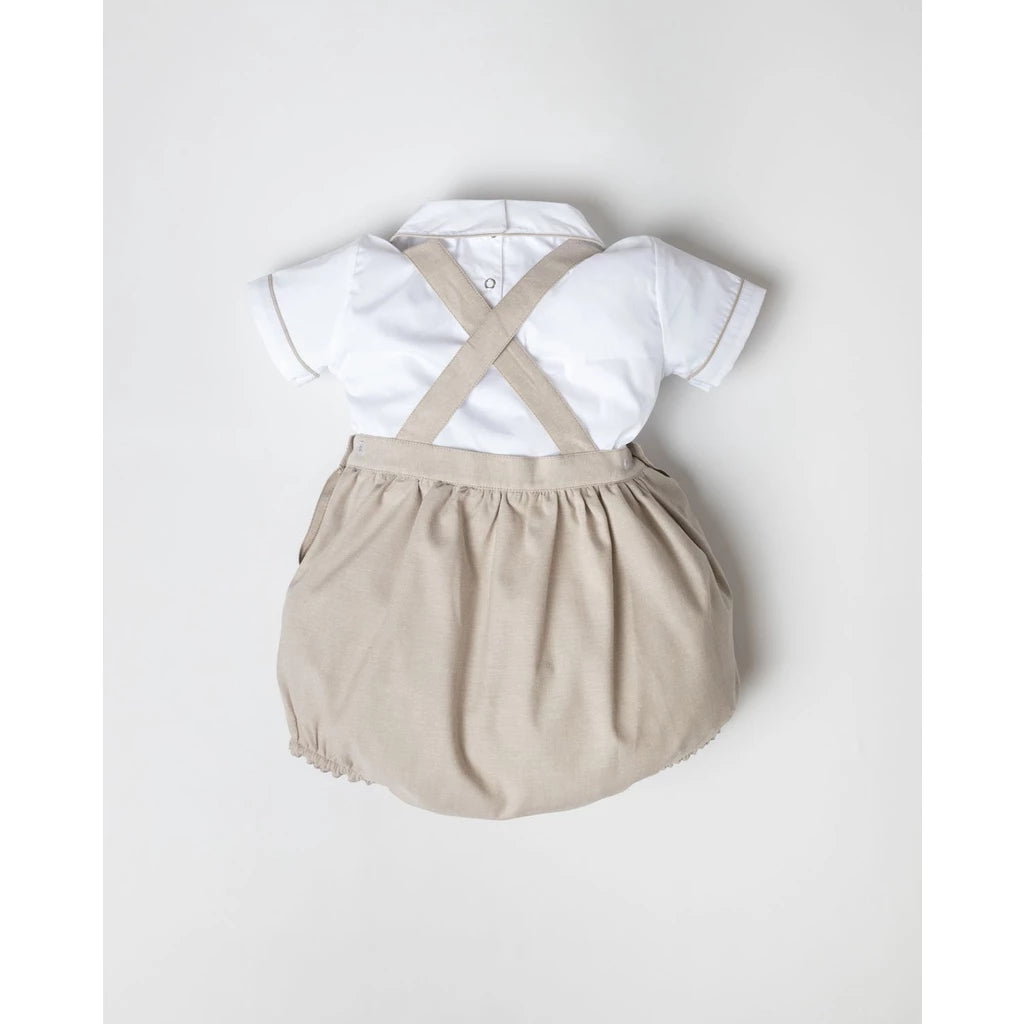 Elio Brown Set – Classic Cotton Shirt and Overall Short