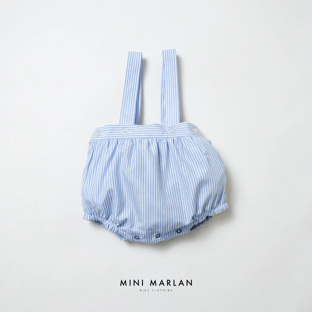 Elio Blue Set – Classic Cotton Shirt and Overall Short