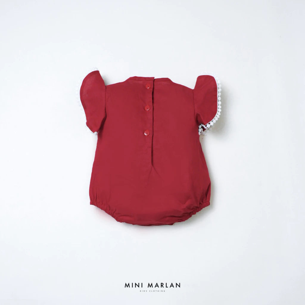 Pepa Red Girl Romper – Personalized Heritage Linen Romper