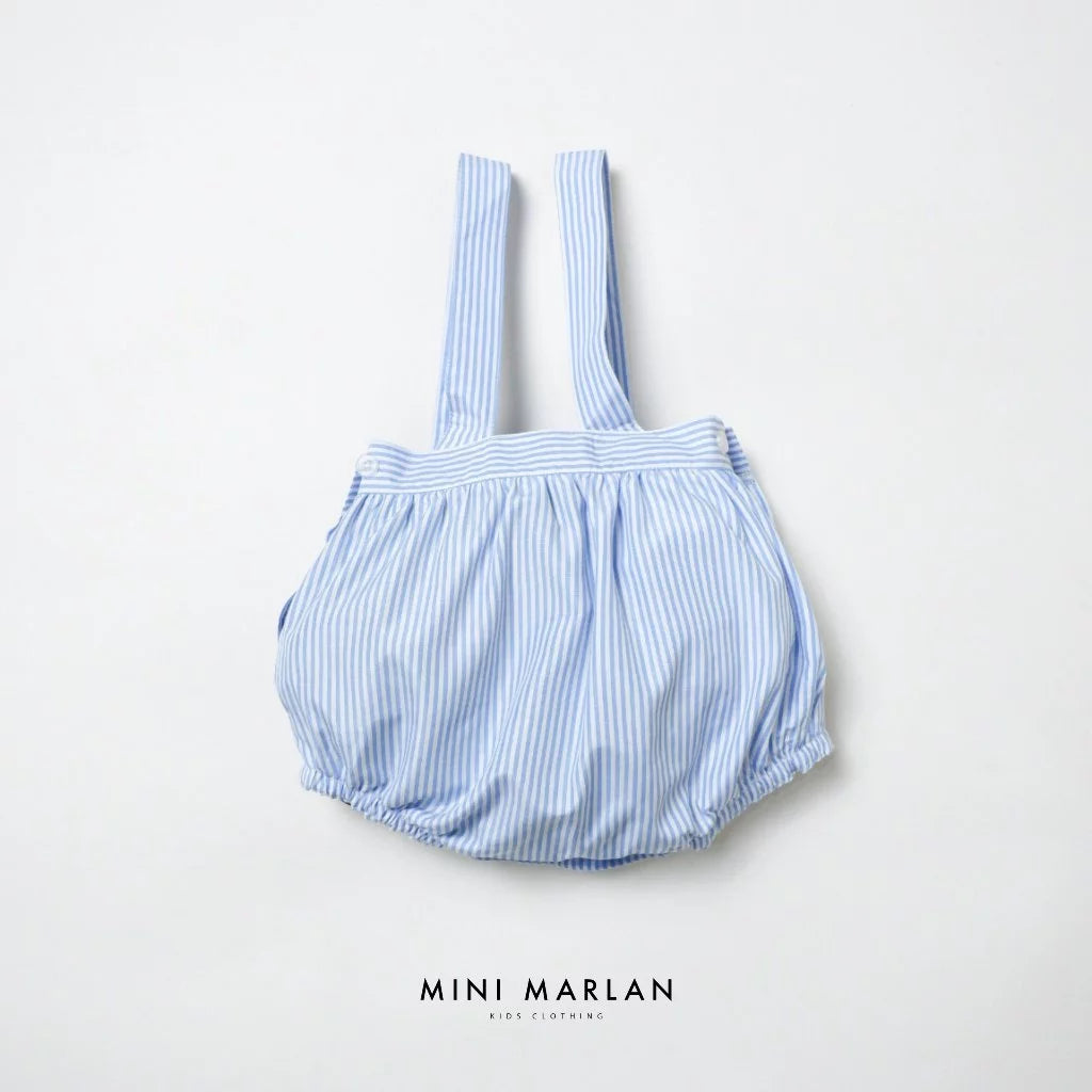 Elio Blue Set – Classic Cotton Shirt and Overall Short
