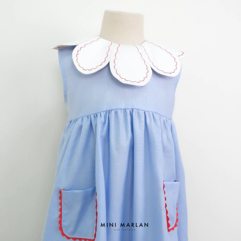 Britton Flower Collar Girl Dress – Playful Oxford Dress