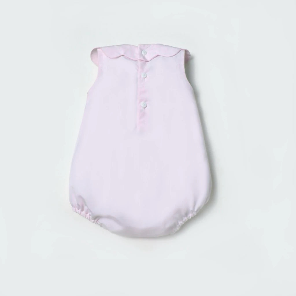 Mirabelle Pink Romper – Tiered Scallop Romper