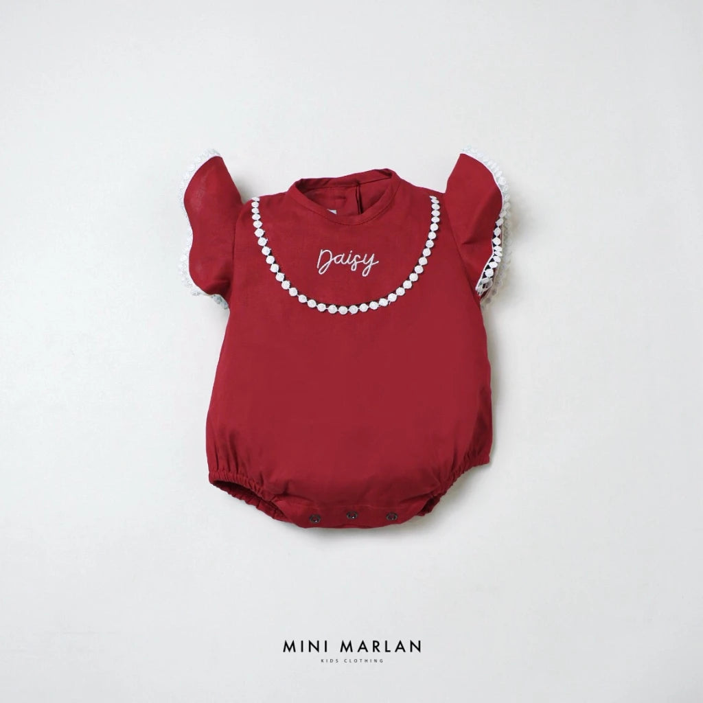 Pepa Red Girl Romper – Personalized Heritage Linen Romper