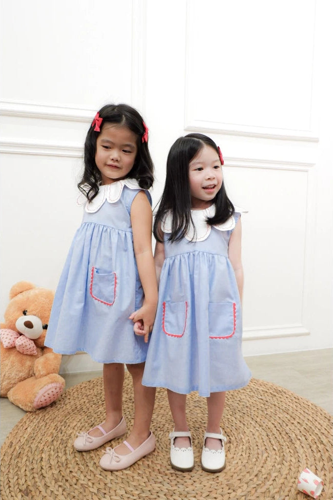 Britton Flower Collar Girl Dress – Playful Oxford Dress