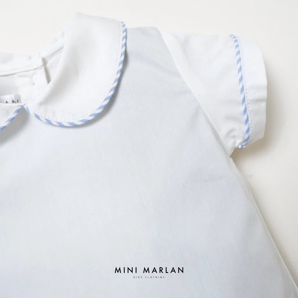 Elio Blue Set – Classic Cotton Shirt and Overall Short
