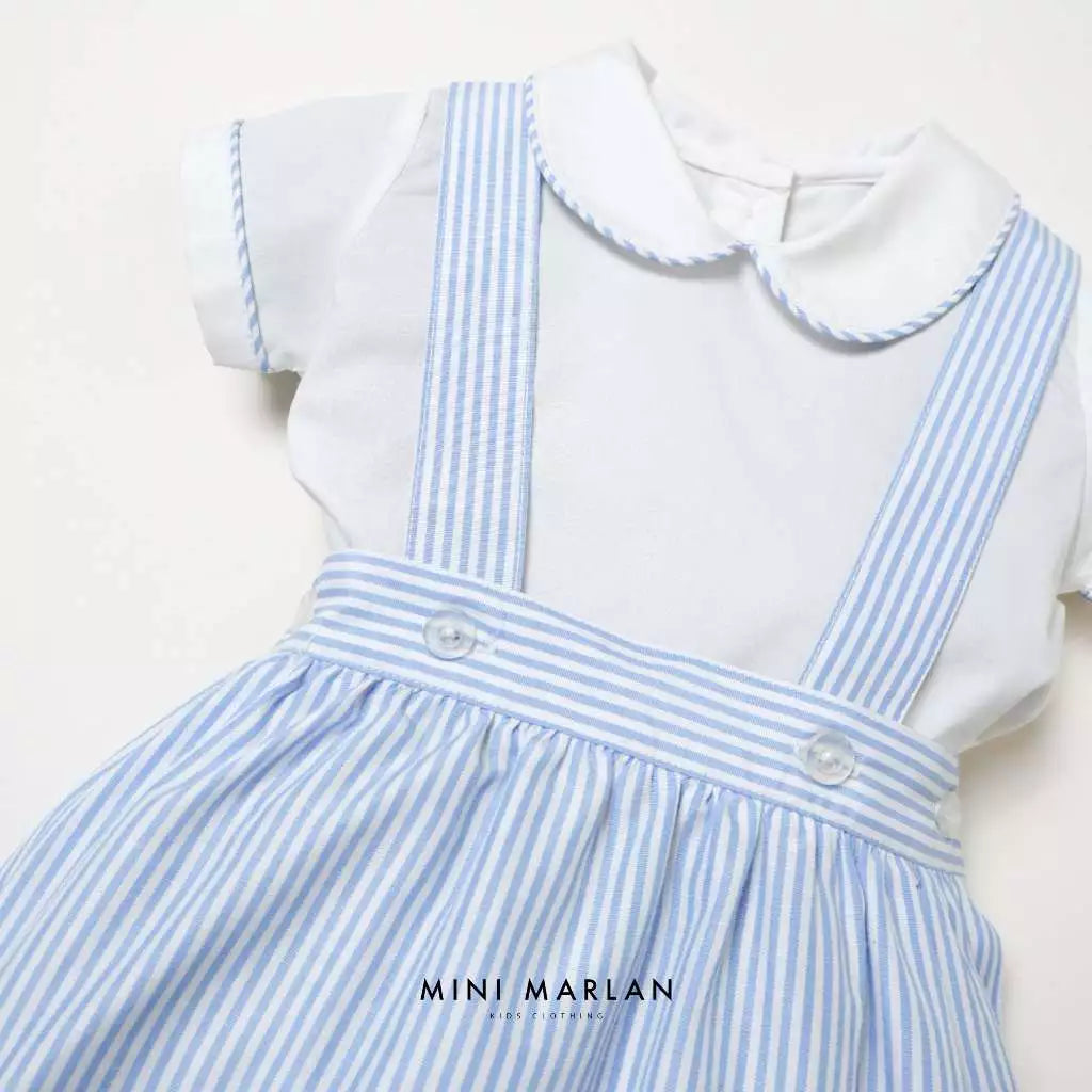 Elio Blue Set – Classic Cotton Shirt and Overall Short