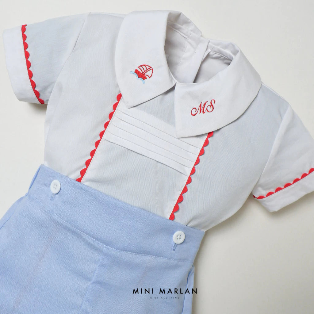 Britton Boy Set – Nautical Shirt and Oxford Shorts