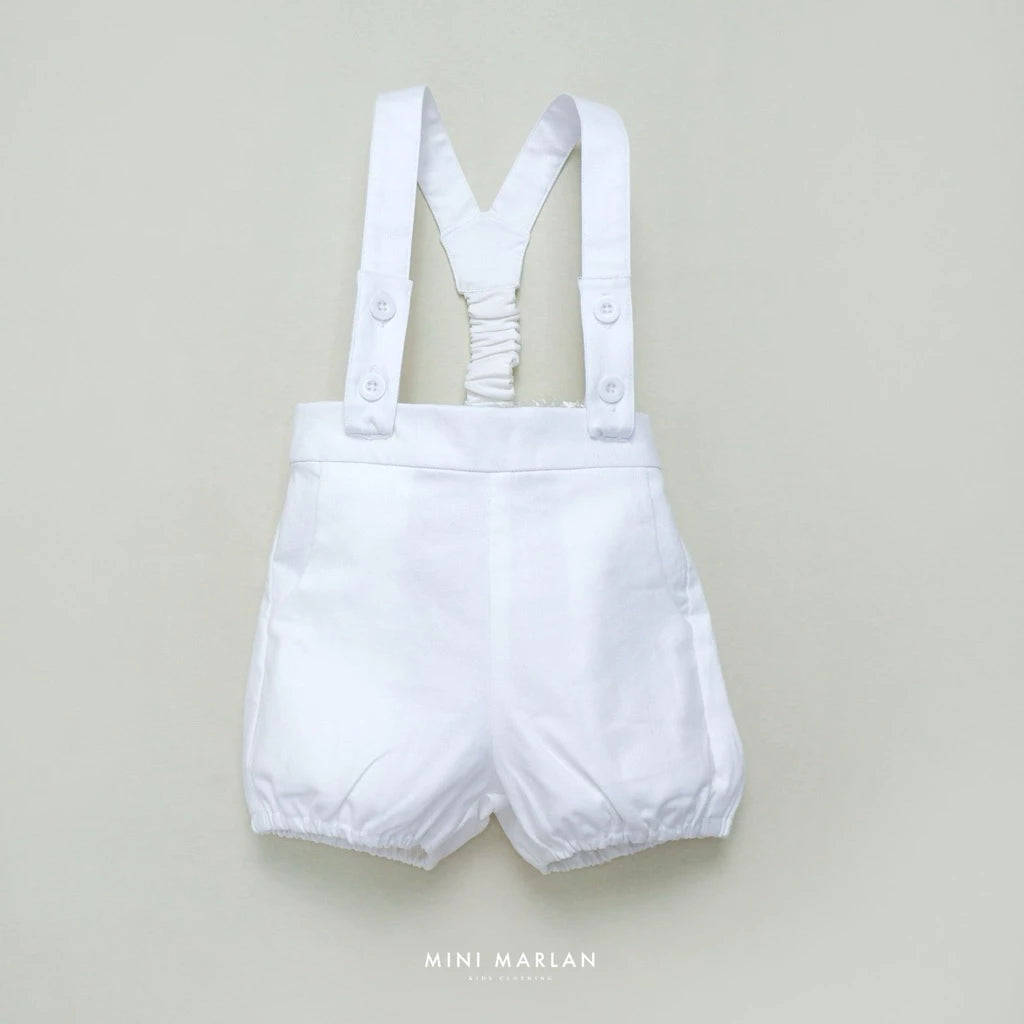 Dakota White Boy Overall Short – Pure Festive Elegance