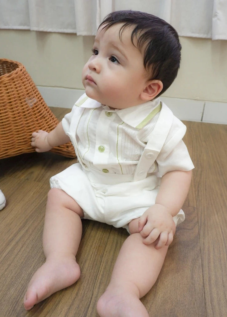 Dakota White Boy Overall Short – Pure Festive Elegance