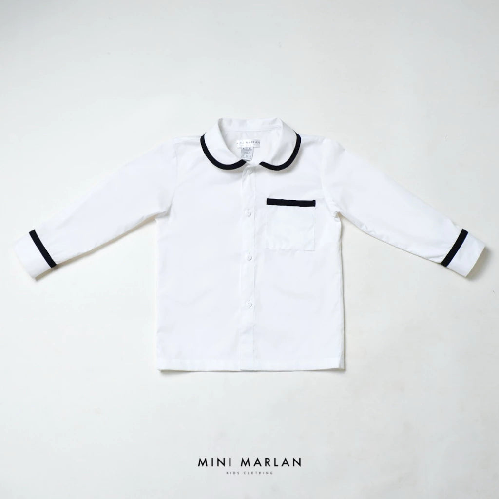 Cole White Shirt with Black Trim – Minimalist Elegance