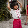 Noelle White Shirt with Red Trim – Classic Versatility