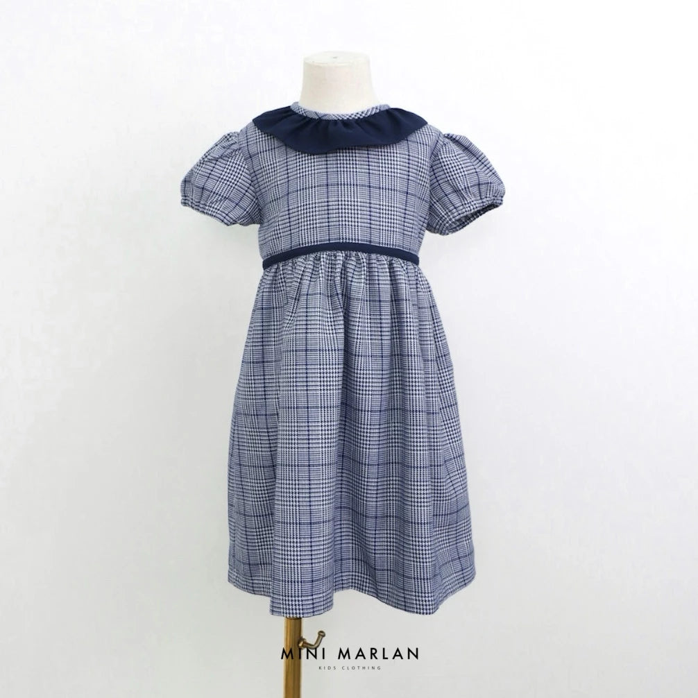 Dakota Blue Dress – Eaton Checked Elegance