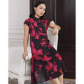 Camelia Black Floral Woman Qipao Dress – Sophisticated Modern Elegance