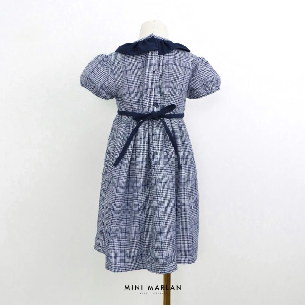 Dakota Blue Dress – Eaton Checked Elegance