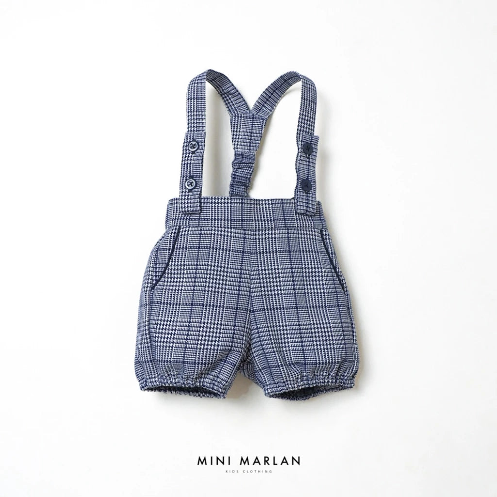 Dakota Blue Boy Overall Short – Classic Tartan Charm