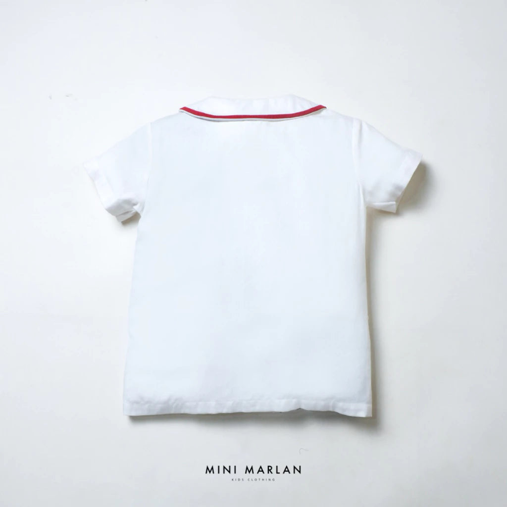 Noelle White Shirt with Red Trim – Classic Versatility