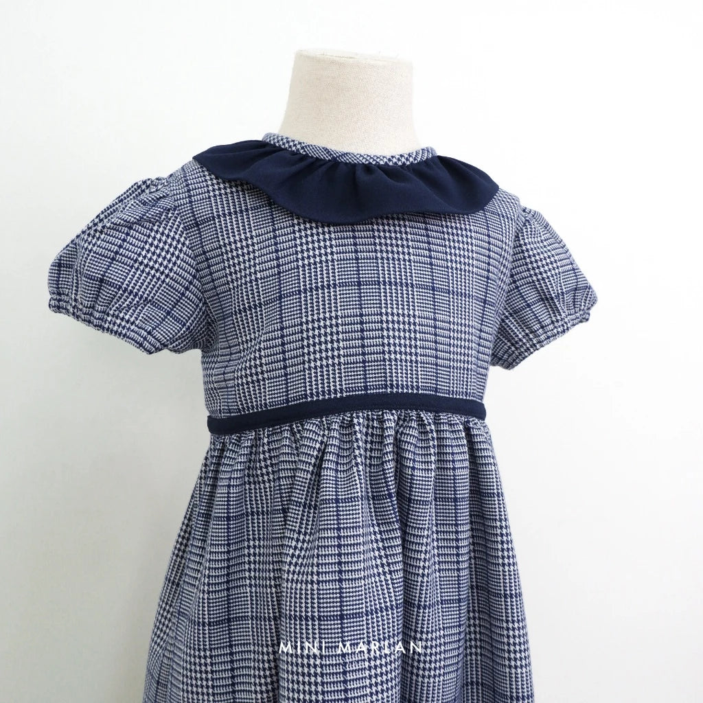 Dakota Blue Dress – Eaton Checked Elegance