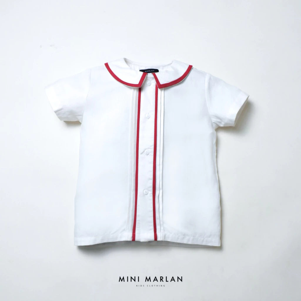 Noelle White Shirt with Red Trim – Classic Versatility