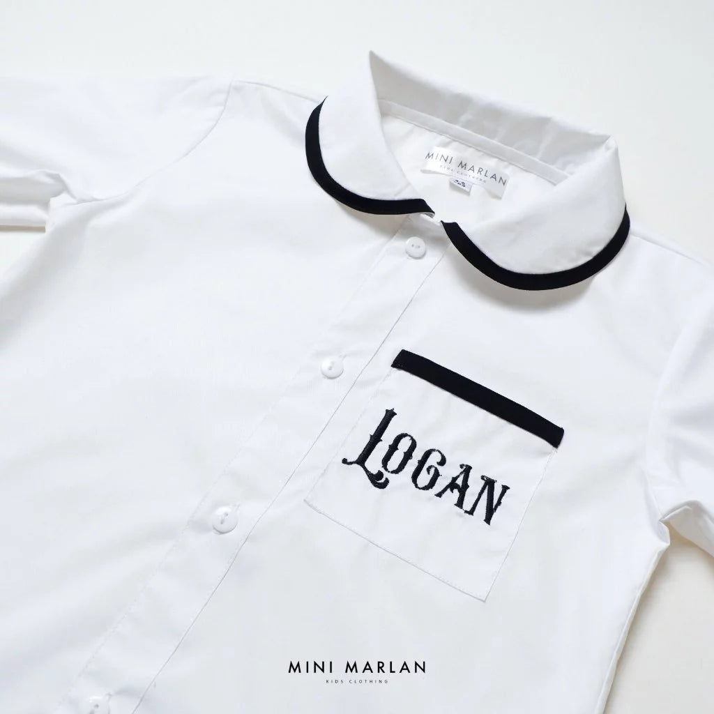 Cole White Shirt with Black Trim – Minimalist Elegance