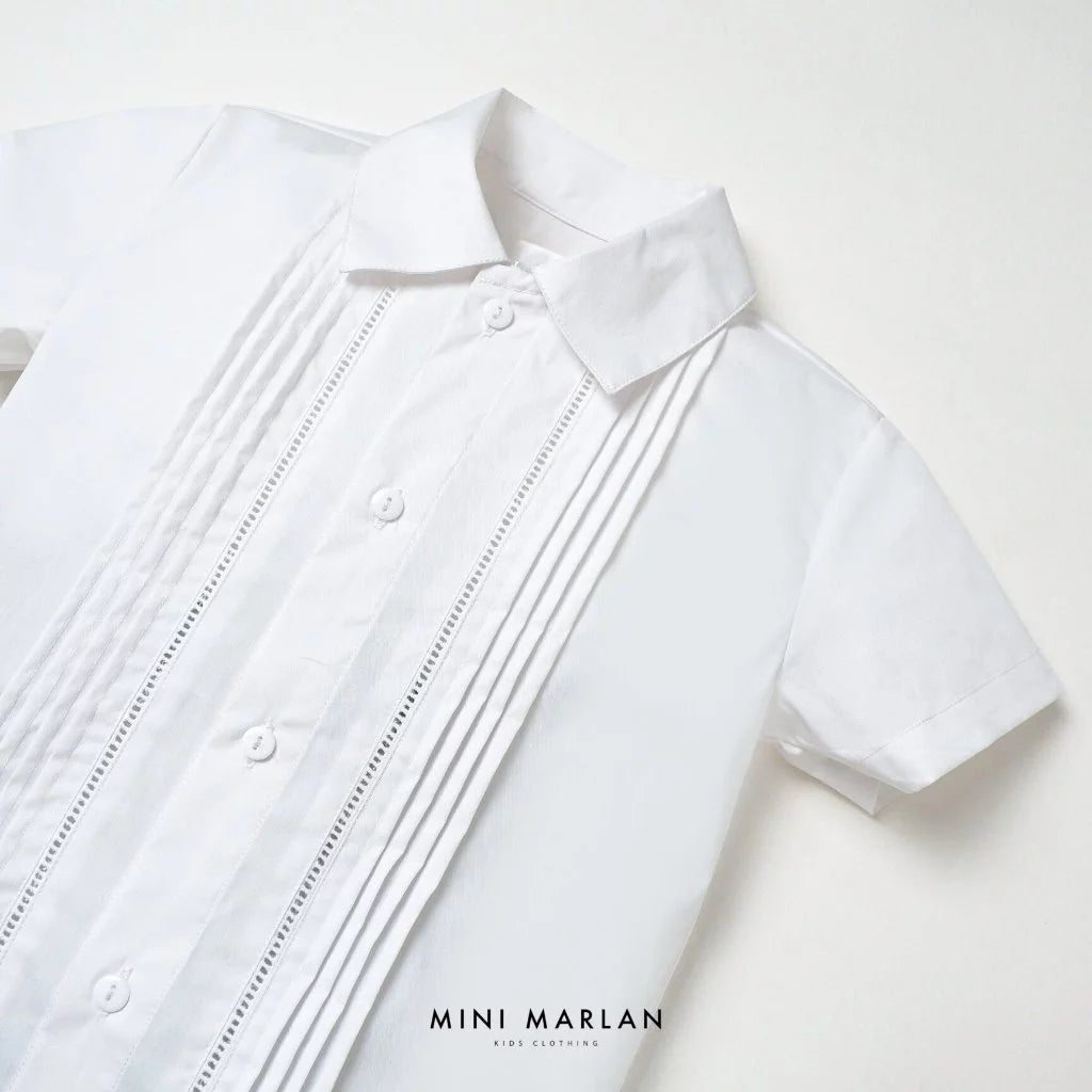 Connor White Short Sleeve Shirt – Refined Lace Detail