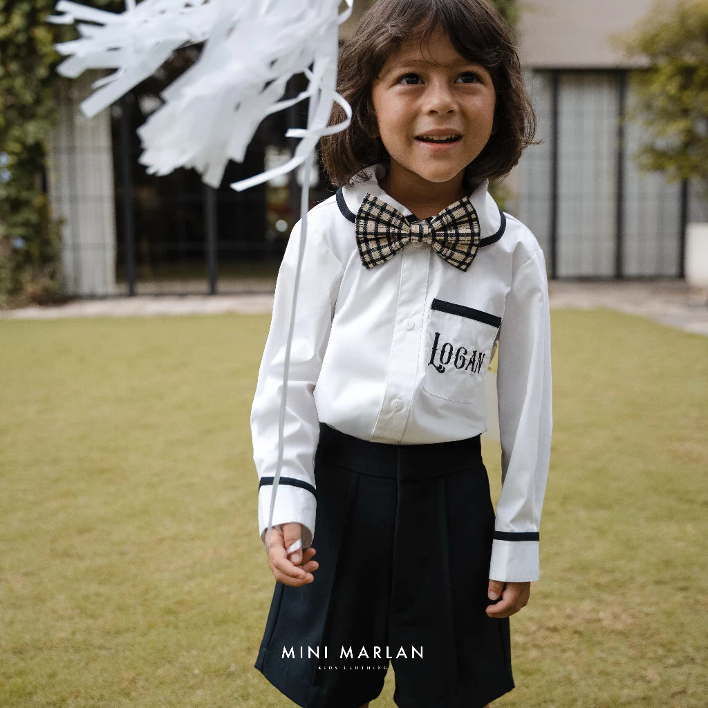 Cole White Shirt with Black Trim – Minimalist Elegance