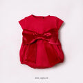 Noelle Girl Bow Red Romper – Timeless Festive Elegance