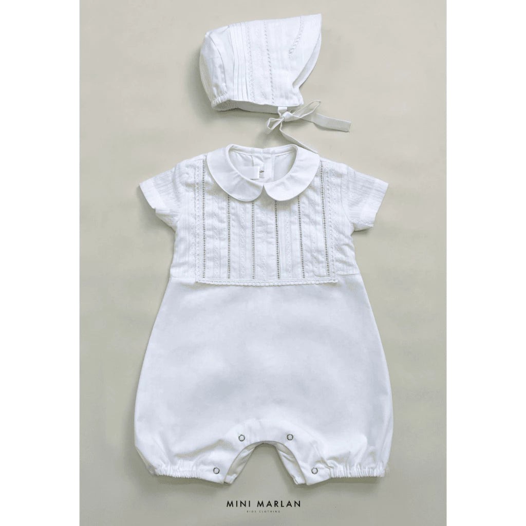 Dominique White Baby Boy Romper – Exquisite Heritage Ceremonial Romper