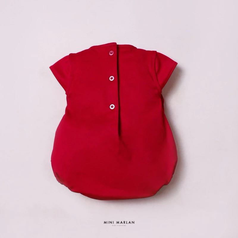 Noelle Girl Bow Red Romper – Timeless Festive Elegance