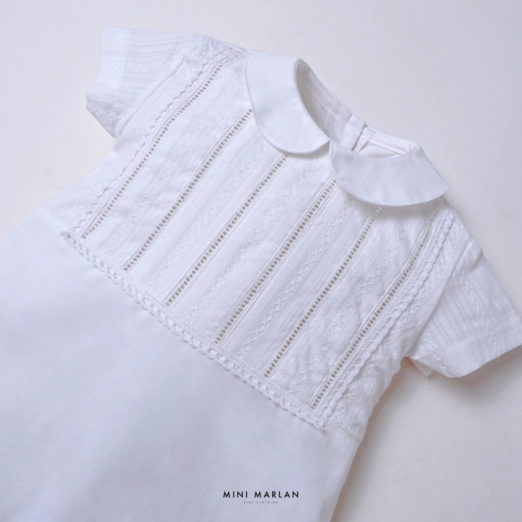 Dominique White Baby Boy Romper – Exquisite Heritage Ceremonial Romper